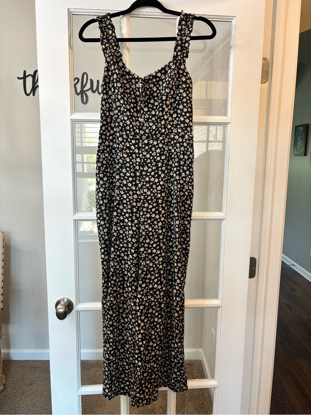 Black Floral Jumpsuit with White Daisies